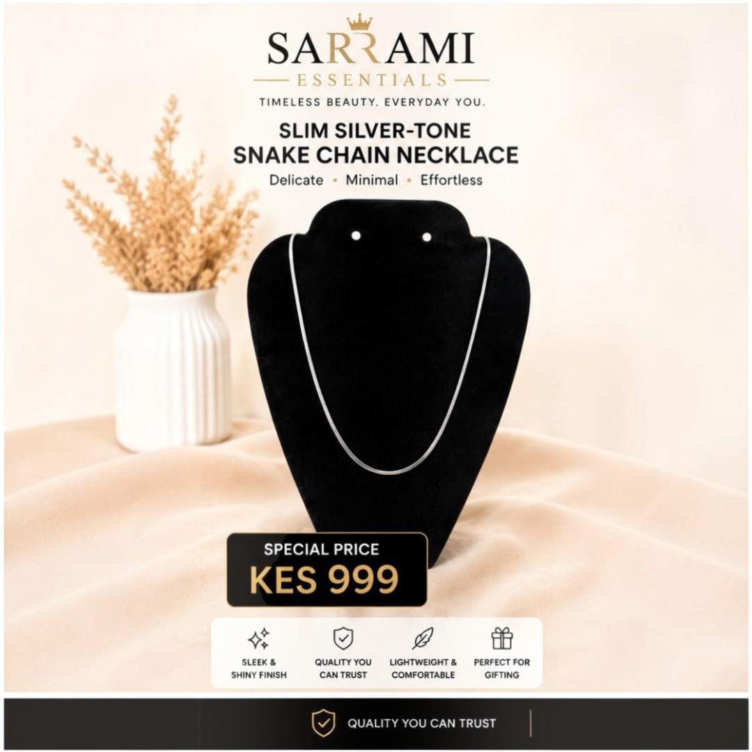 Slim Silver Tone Flat Snake Chain Necklace