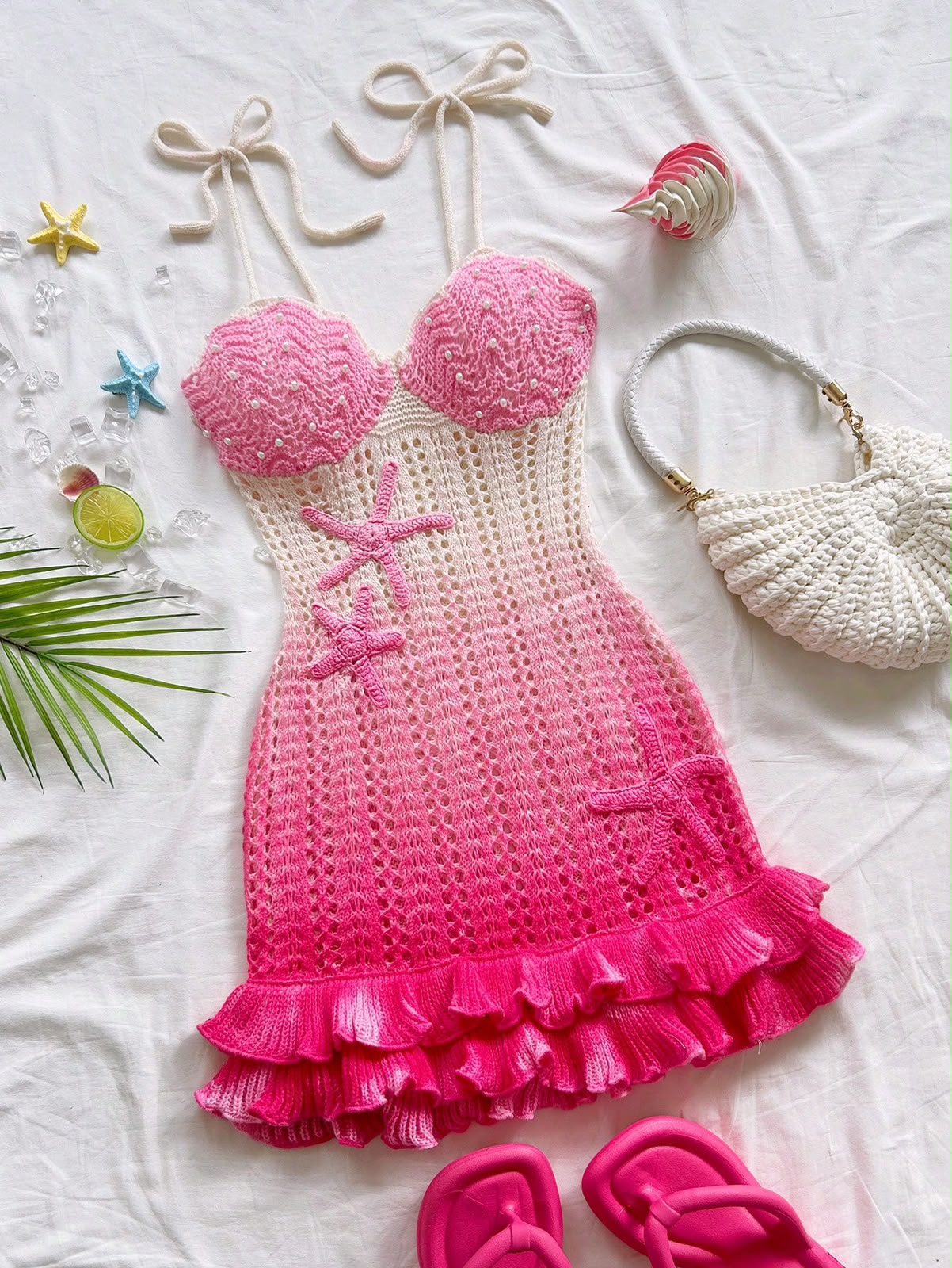 Crochet Ruffle Mini Dress