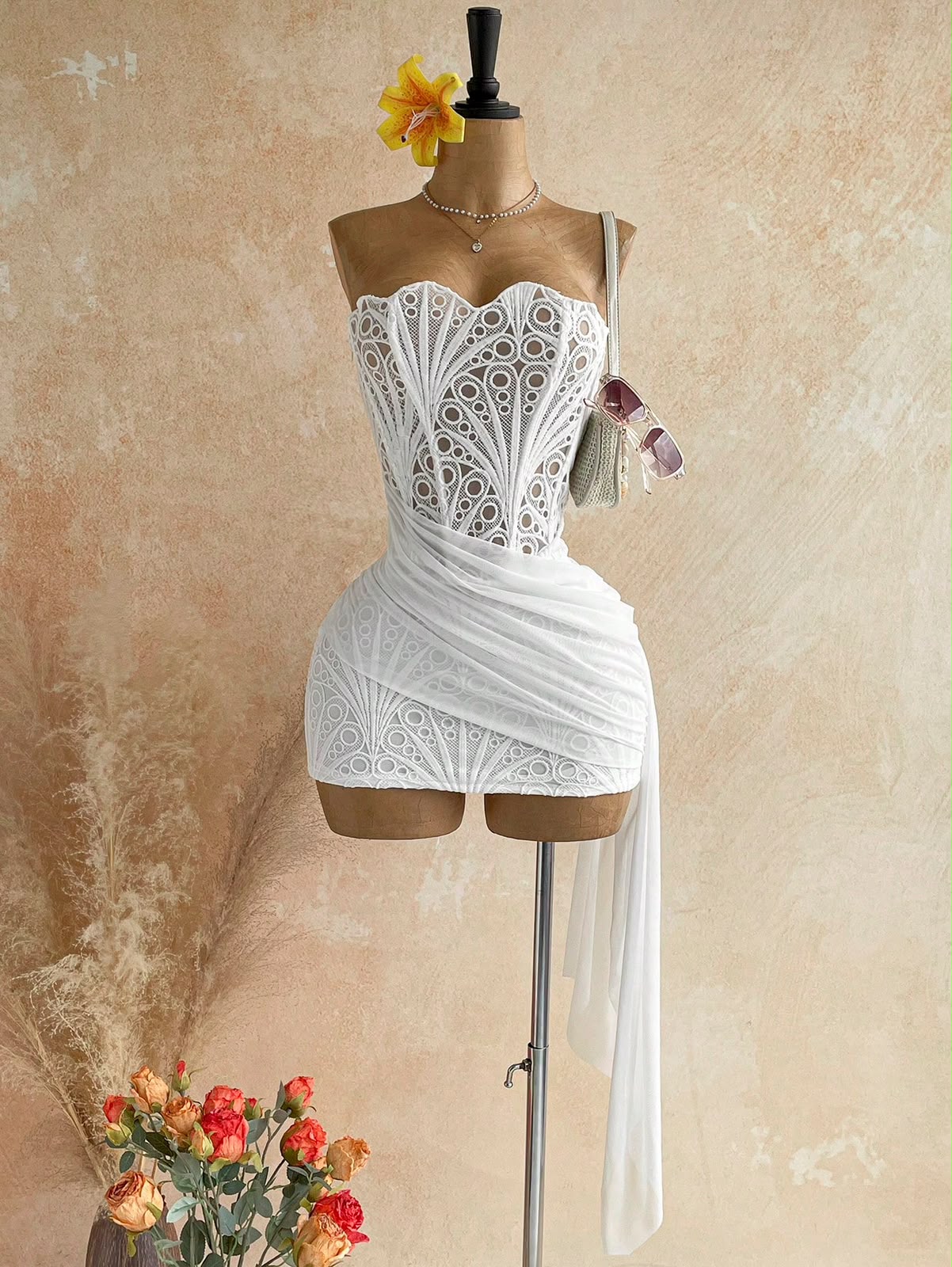 Corset Draped Mini Dress